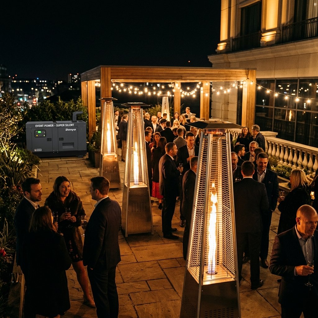 Outdoor patio heater radiating warmth