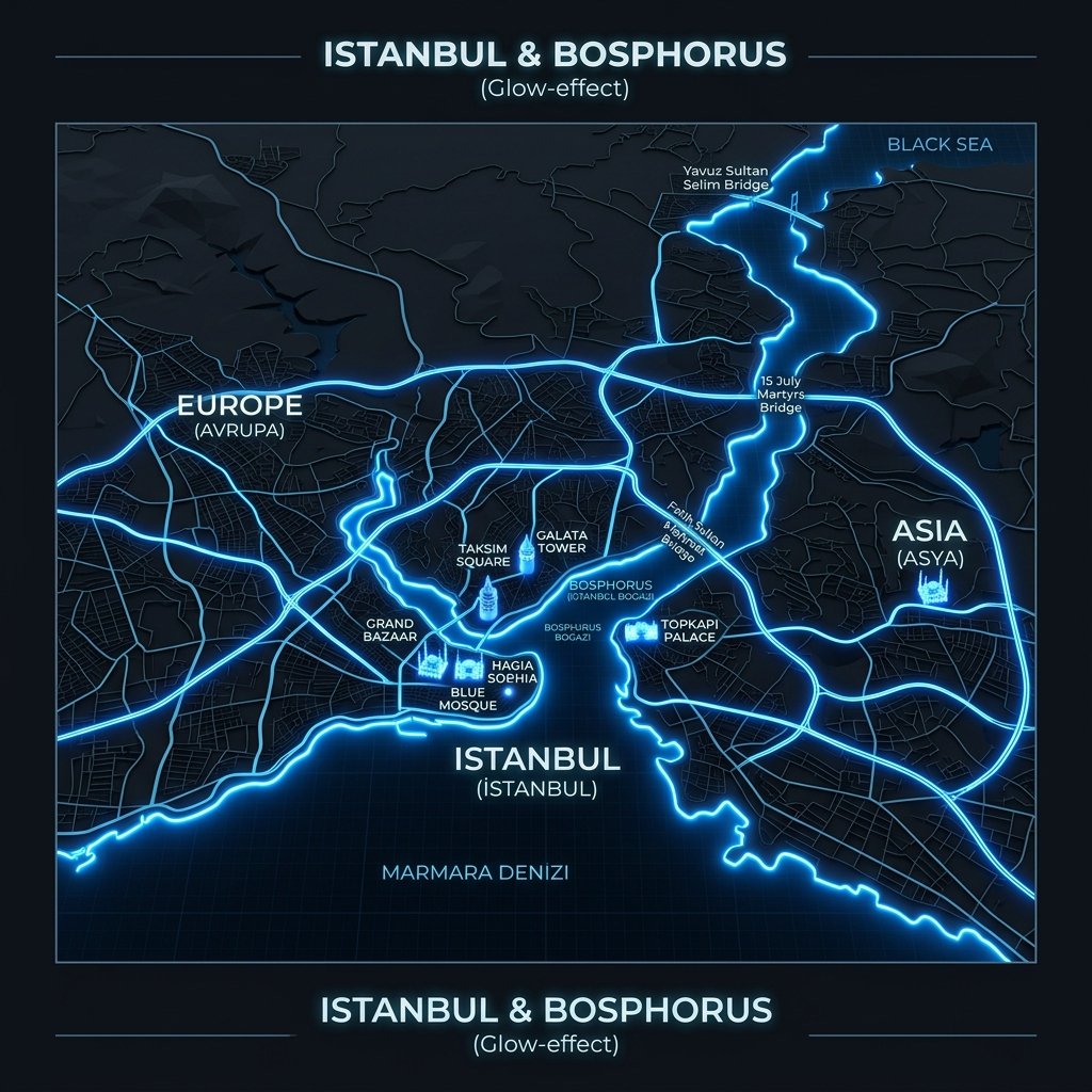 Map view of Istanbul bosphorus